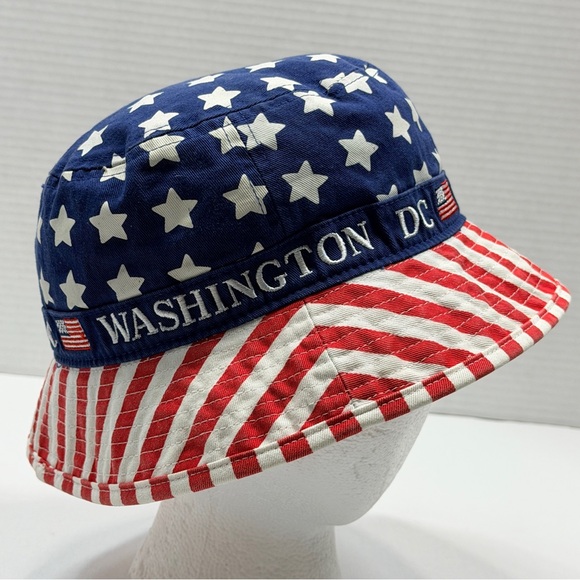 Washington DC Bucket Hat Red White Blue Stars Stripes American Flag Adult OS - Picture 3 of 8
